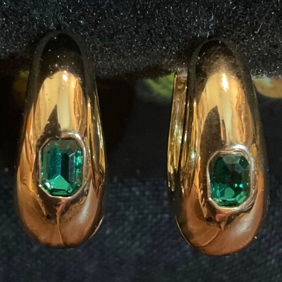 Ettika Gold and Green Earrings - Picture 1 of 4